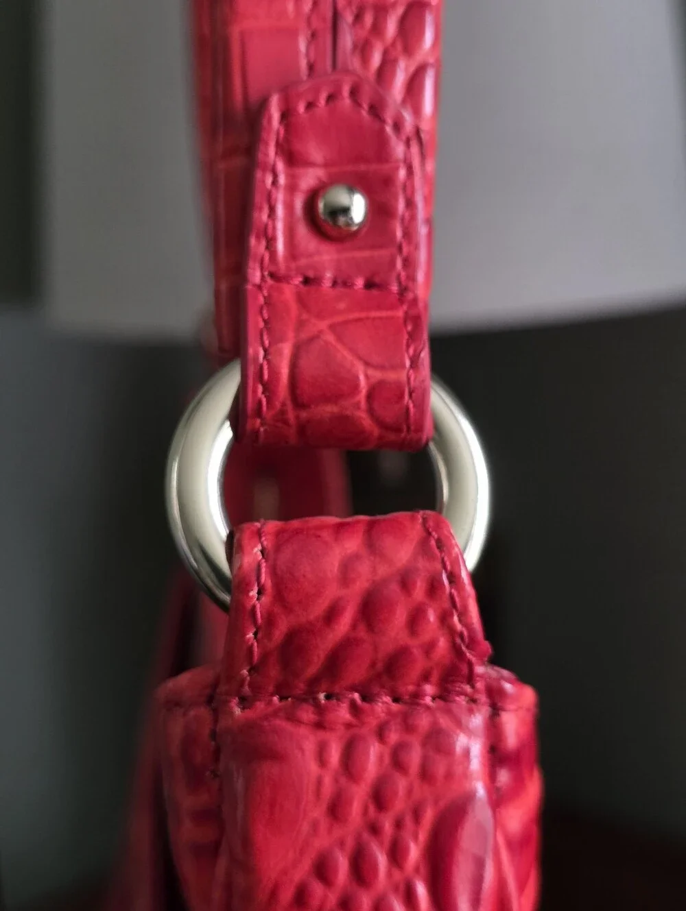 Brahmin Kathleen Small Heat Melbourne Croc Embossed Leather Shoulder Hobo Bag